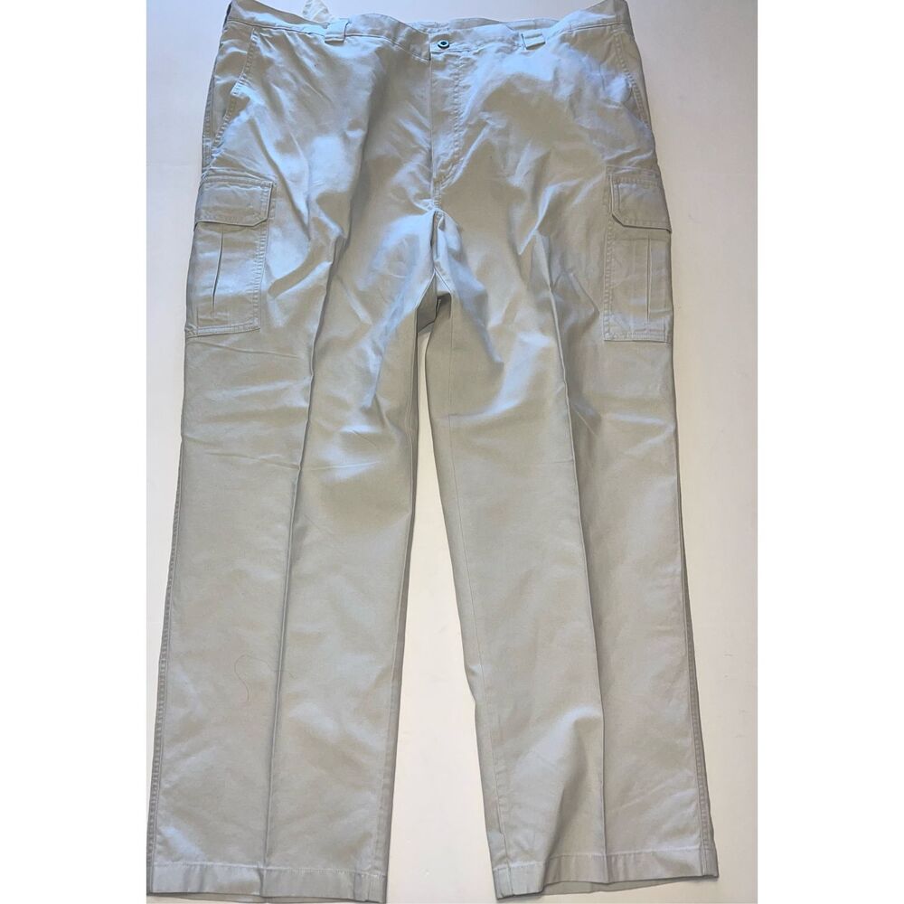 LL Bean Khaki 100% Cotton Cargo Pants Men's Size 44x32 Vintage A46